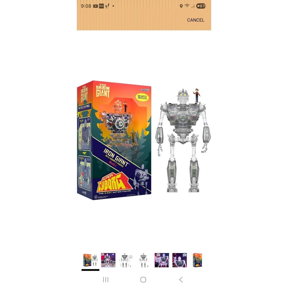 Super7 THE IRON GIANT Super Cyborg CLEAR X-RAY 11" Action Figure w/ Hogarth 2024 - Picture 2 of 13